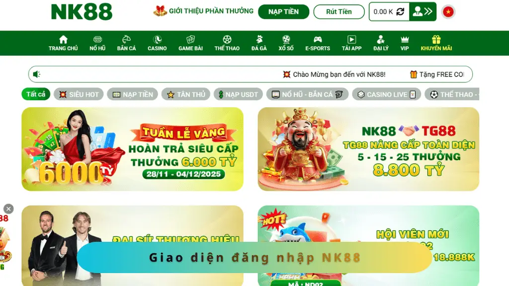 Giao diện nhà cái NK88