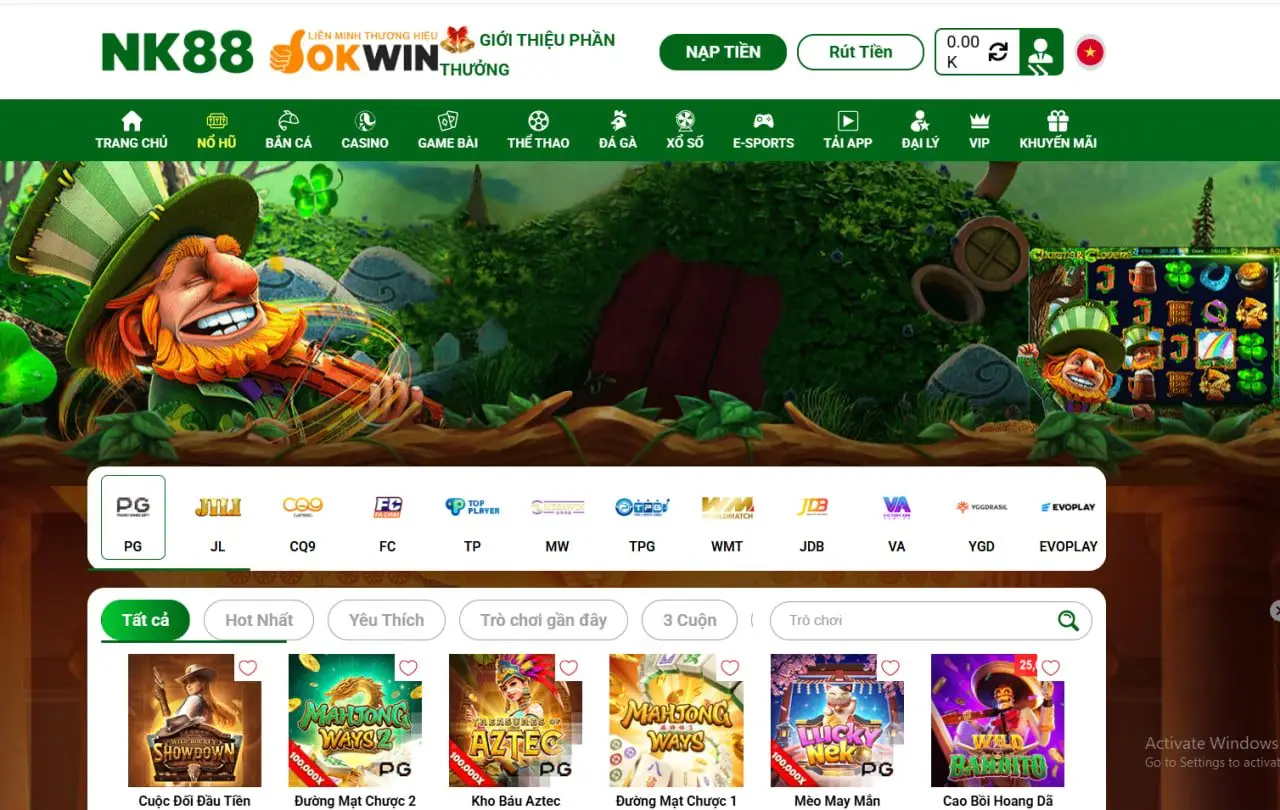 Giao diện sảnh game slot NK88